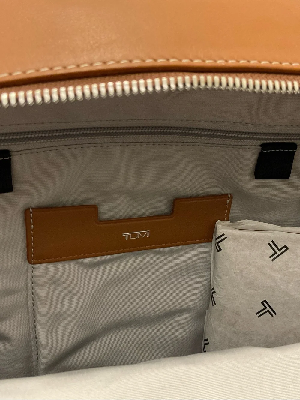 NEW Tumi Voyageur RAINA 16.5” LEATHER Laptop Backpack - CARAMEL with Silver
